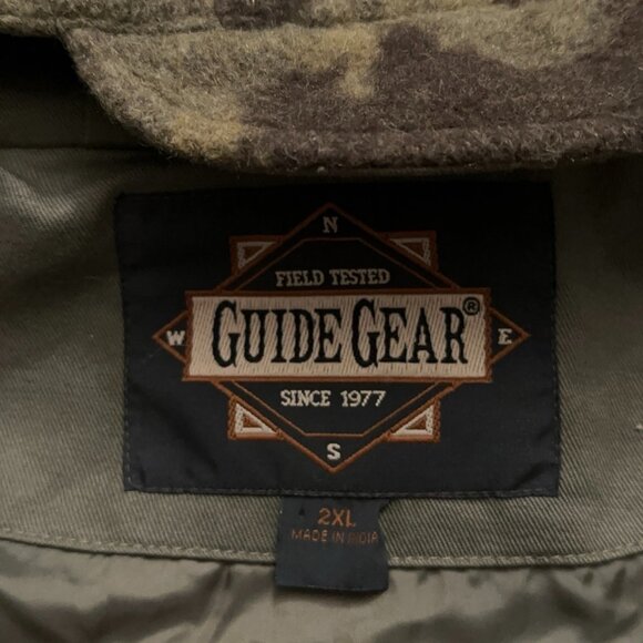 Guide Gear Hunting Coat Mens 2XL Jacket Parka Hooded Wool Camo Zip Buttons VTG - Picture 8 of 10